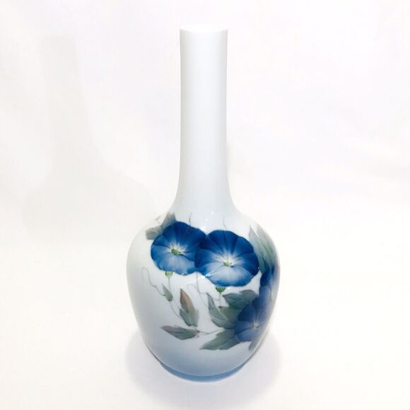 Royal Copenhagen Morning Glory Blue White Bud Vase 790 43B Denmark 8” Excellent - Picture 1 of 6